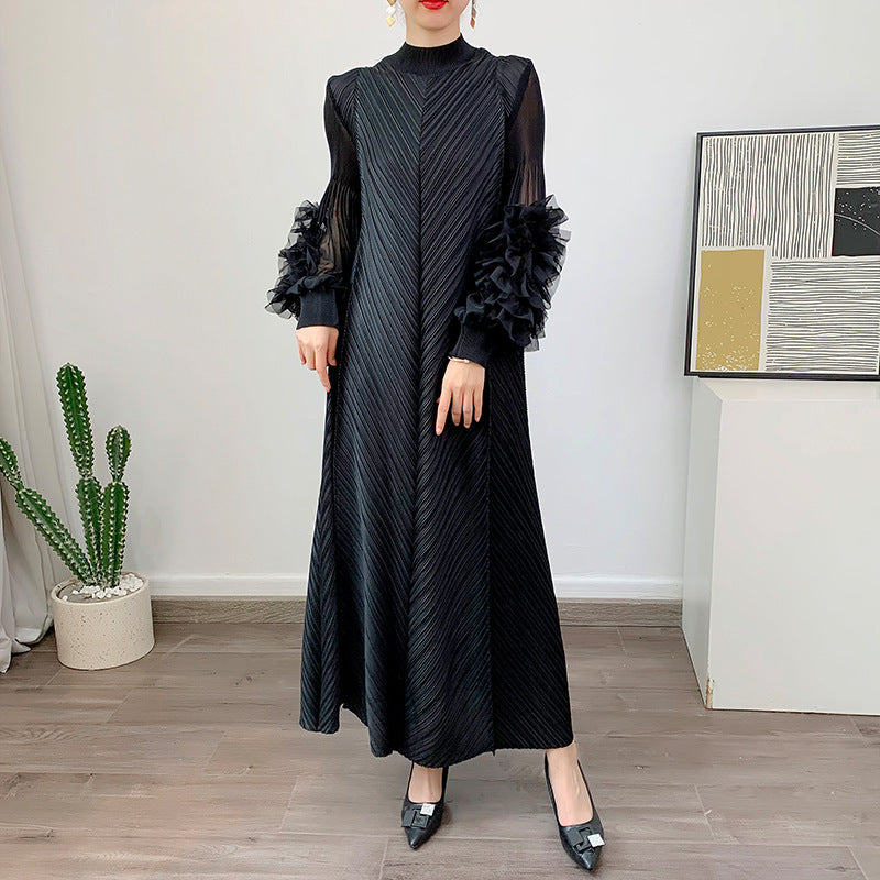 Robe Longue Plissée Grande Taille – Chic, Légère & Confortable
