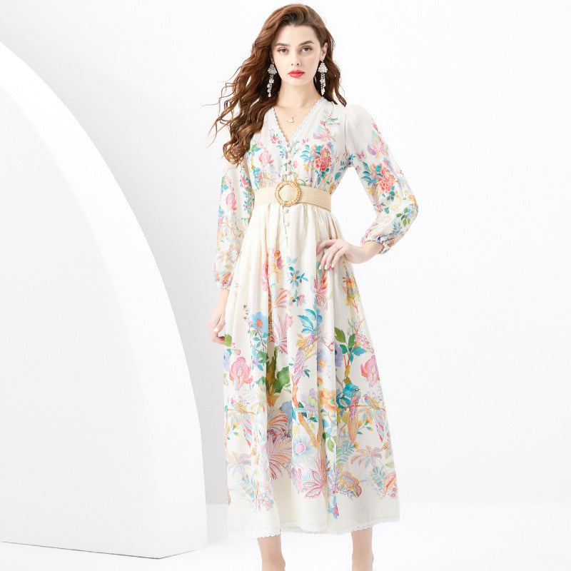 Robe longue imprimée coupe slim