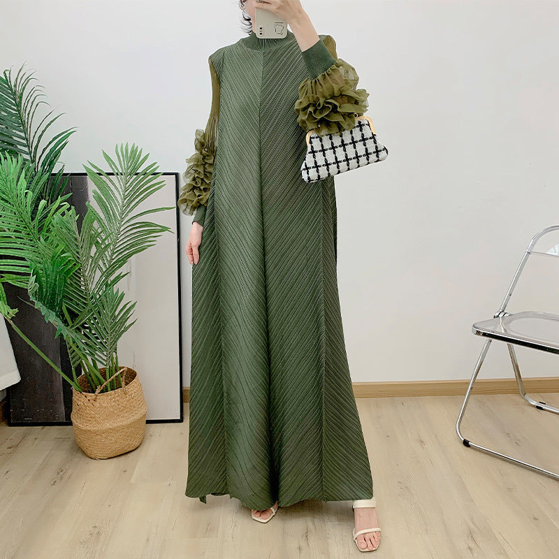 Robe Longue Plissée Grande Taille – Chic, Légère & Confortable
