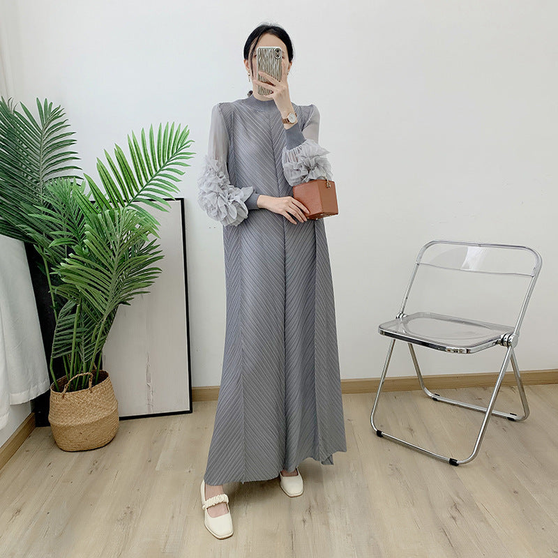 Robe Longue Plissée Grande Taille – Chic, Légère & Confortable