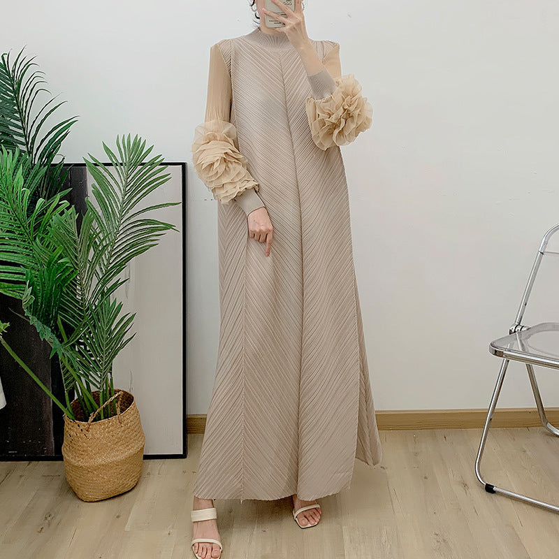 Robe Longue Plissée Grande Taille – Chic, Légère & Confortable