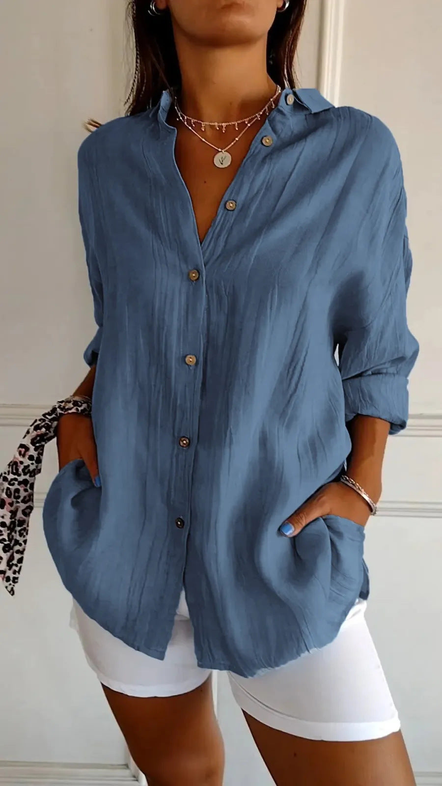 Chemise Femme à Col Revers - Manches Longues