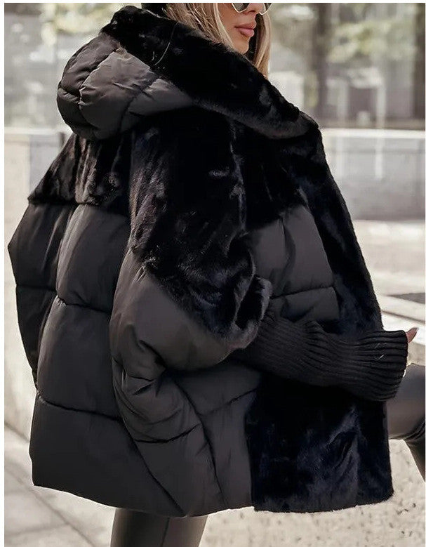 Veste chic en coton–Fausse fourrure
