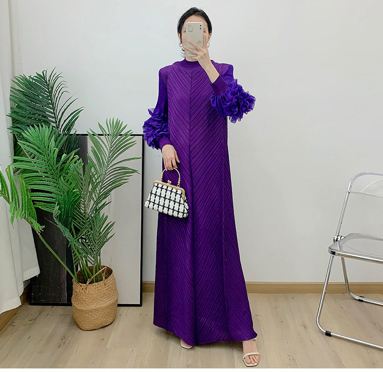 Robe Longue Plissée Grande Taille – Chic, Légère & Confortable