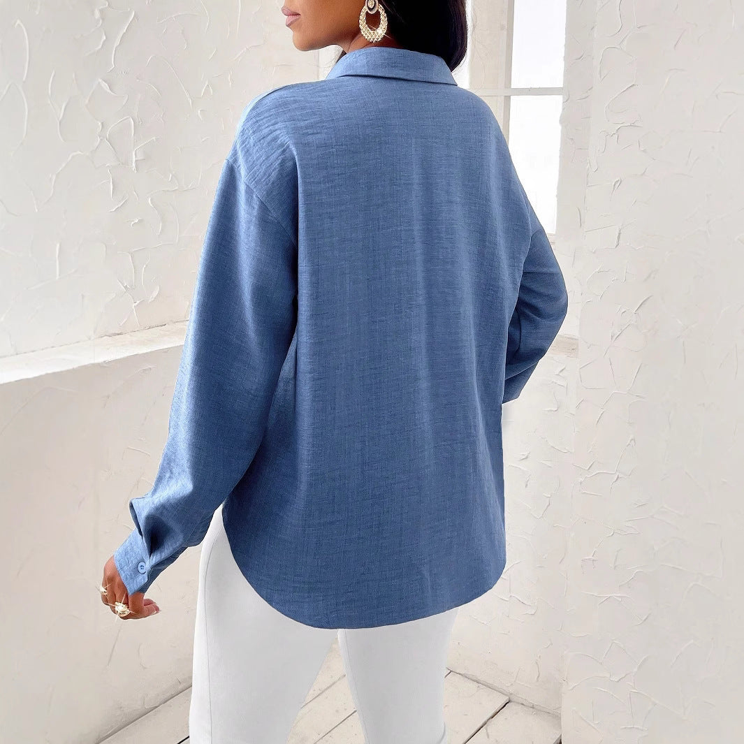 Chemise Femme Élégante - Manches Longues Unies