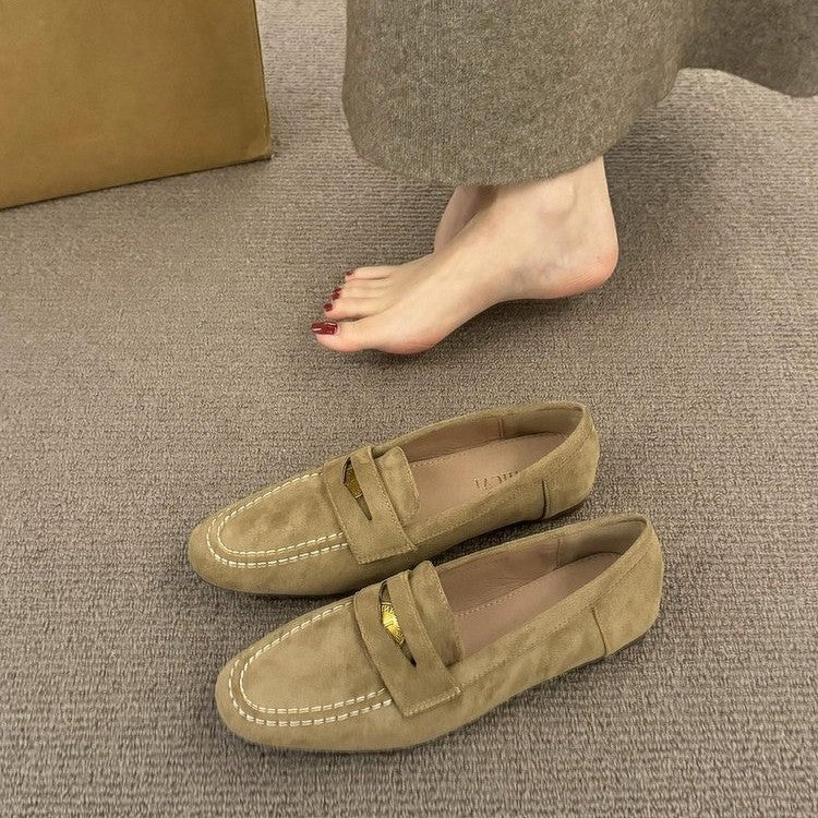 Chaussures Femme en Suédine – Bout Rond & Semelle Plate