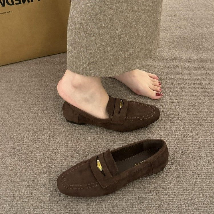 Chaussures Femme en Suédine – Bout Rond & Semelle Plate