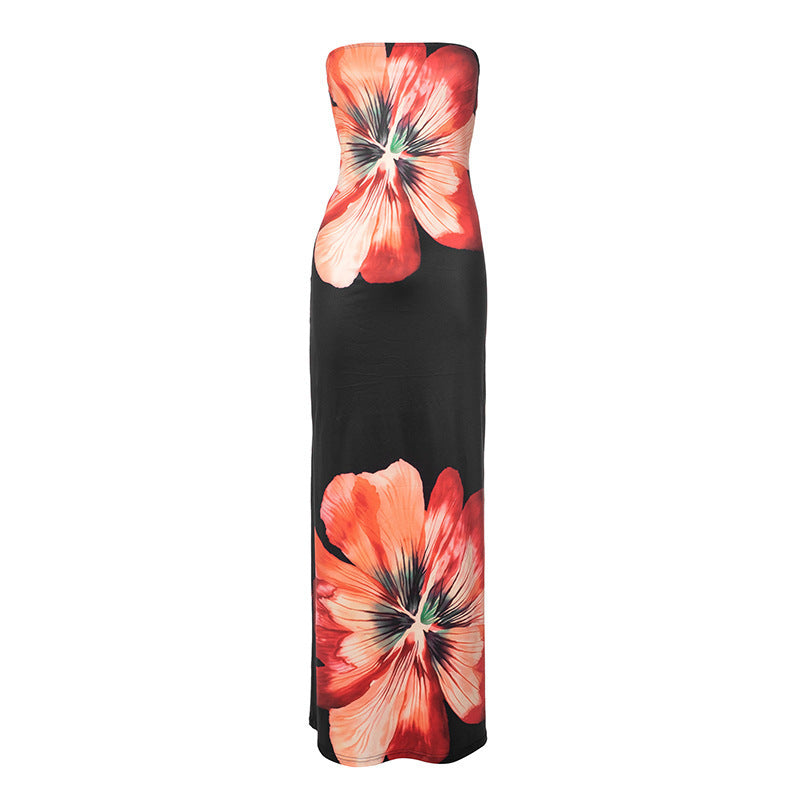 Robe Longue à Fente – Dos Nu, Col Halter