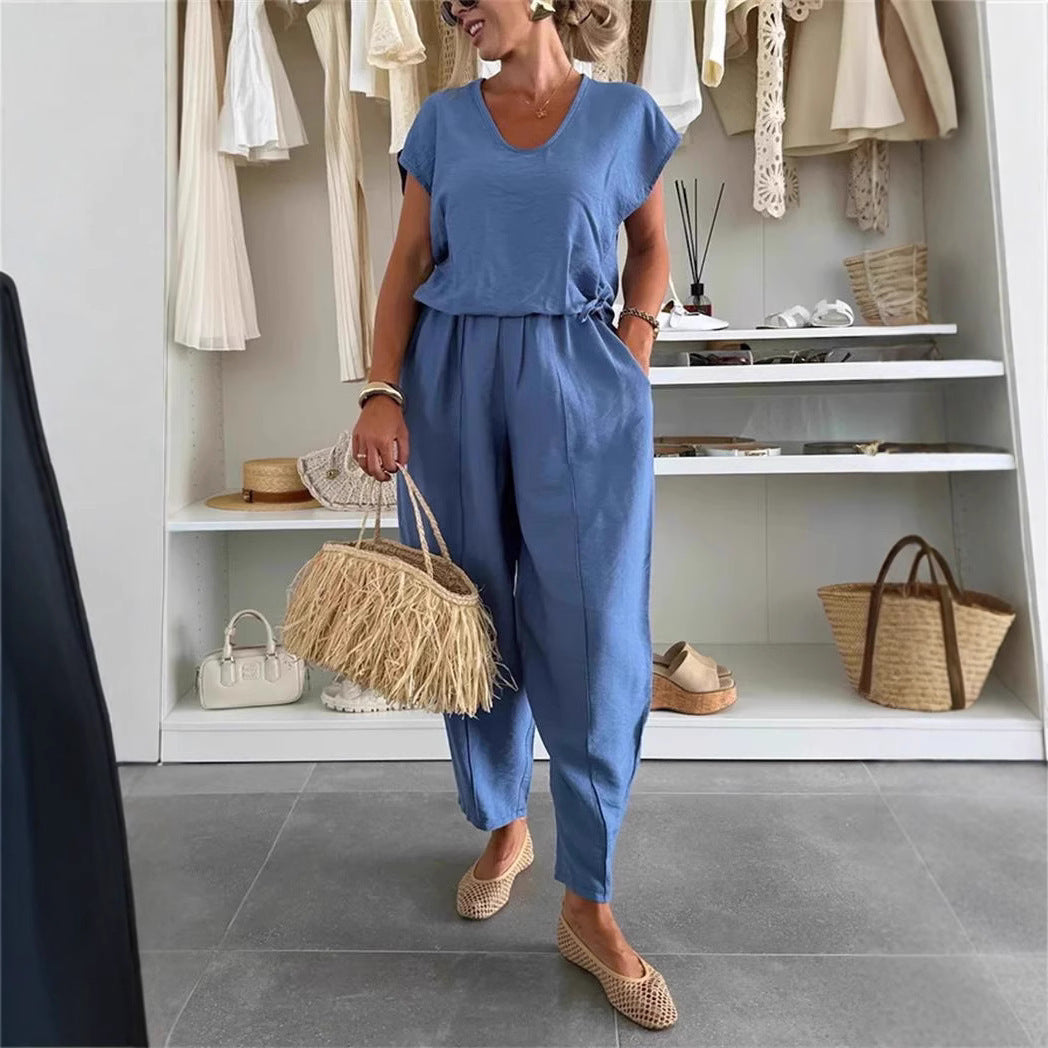 Ensemble Femme – Haut Raglan & Pantalon Soie Glacée.