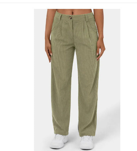 Pantalon Droit Femme en Velours Côtelé – Taille Haute