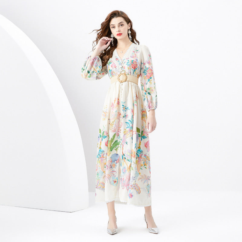 Robe longue imprimée coupe slim