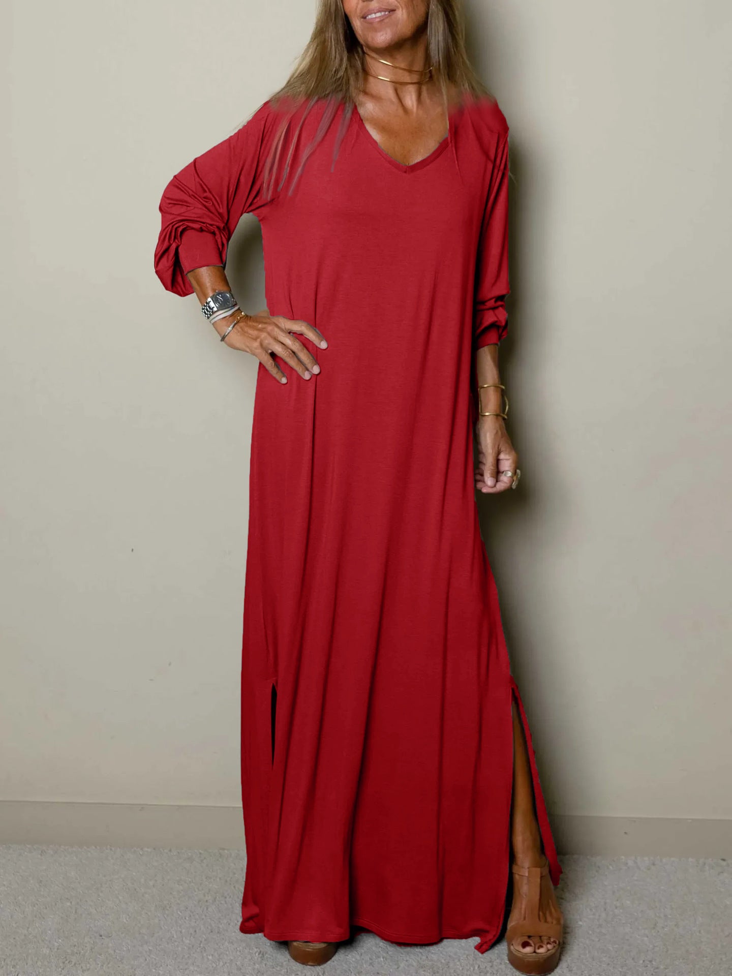 Robe décontractée à manches longues pour dames