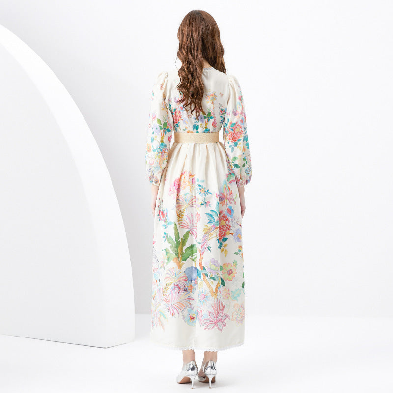 Robe longue imprimée coupe slim