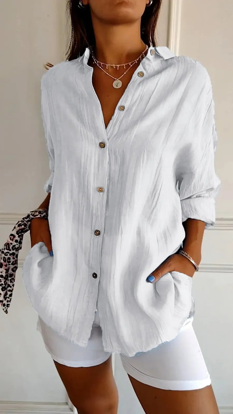 Chemise Femme à Col Revers - Manches Longues