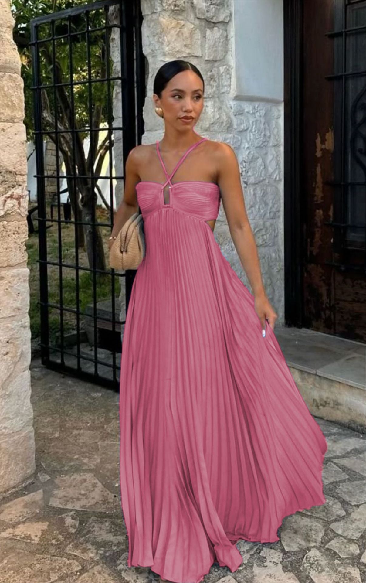 Robe Longue Femme – Robe Tube à Taille Haute et Jupe Évasée