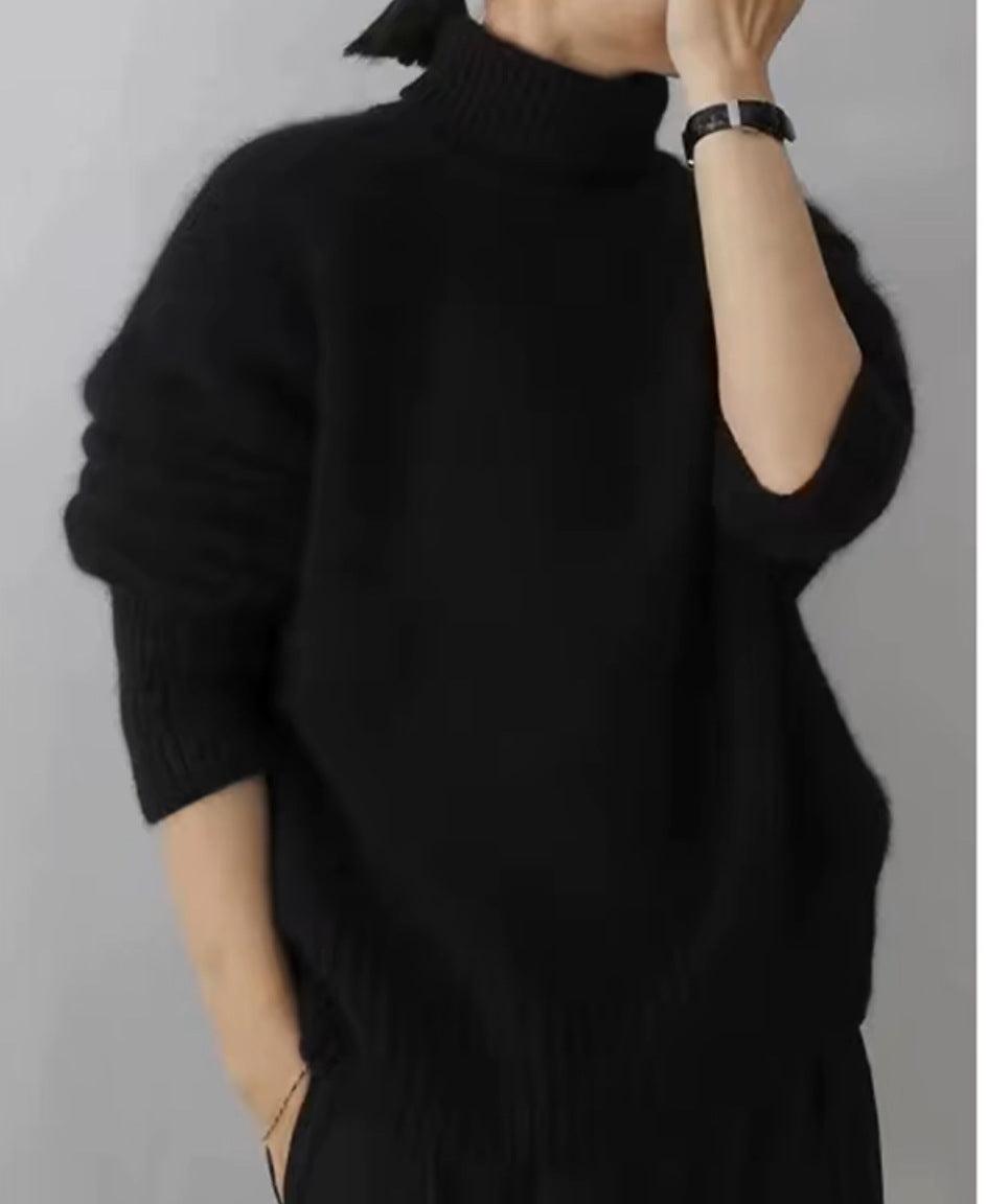 NÉVÉA — Pull Col Roulé Épais en Laine