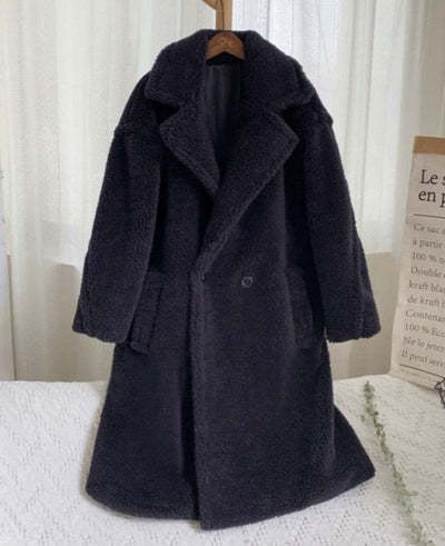 Manteau à Revers en Fausse Fourrure