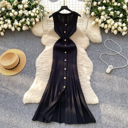 Robe en tricot sans manches à col rond de haute qualité