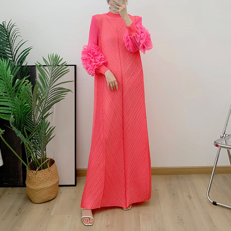 Robe Longue Plissée Grande Taille – Chic, Légère & Confortable