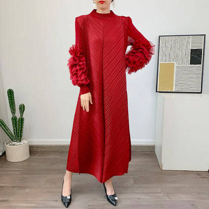 Robe Longue Plissée Grande Taille – Chic, Légère & Confortable