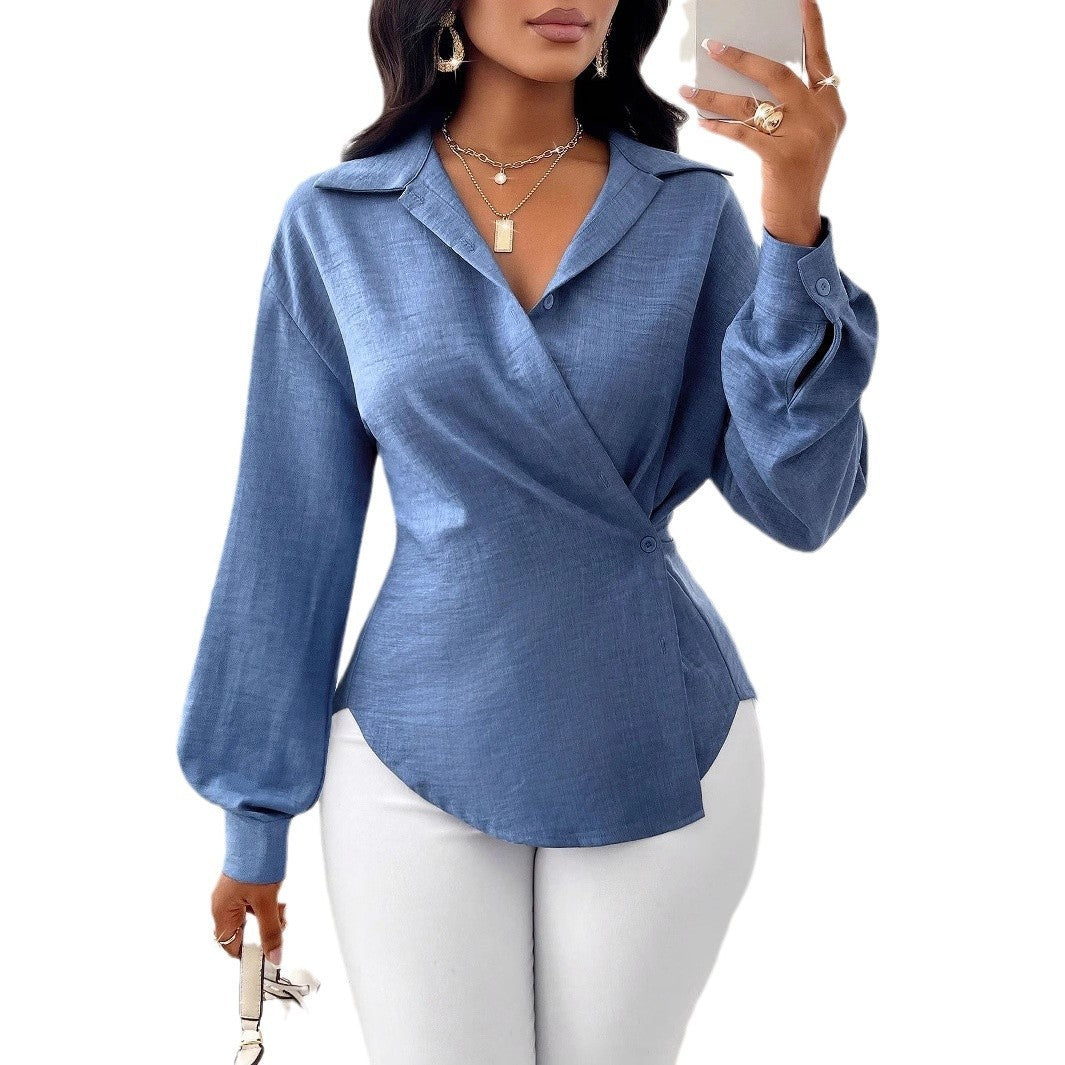 Chemise Femme Élégante - Manches Longues Unies