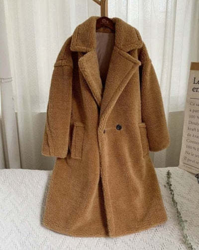 Manteau à Revers en Fausse Fourrure