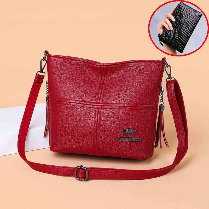 Sac bandoulière en similicuir souple de grande capacité