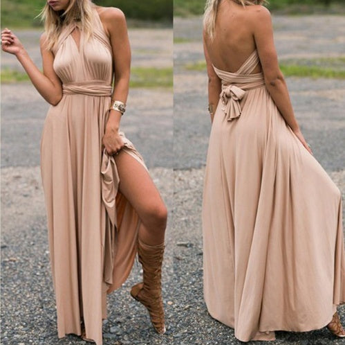 Robe Longue Multi-Styles – Bretelles Longues &amp; Dos Nu Élégant
