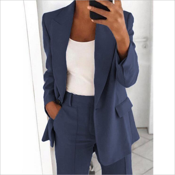 Ensemble Décontracté Chic – Blazer &amp; Pantalon Ajusté Femme