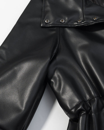 Noctéra – Veste en Similicuir Manches Lanternes