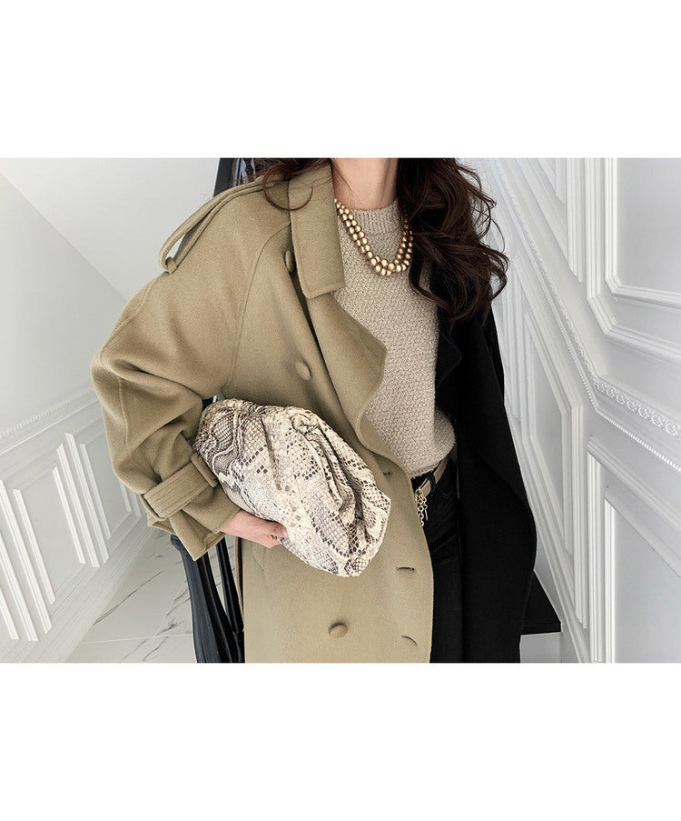 Manteau Croisé Contrasté