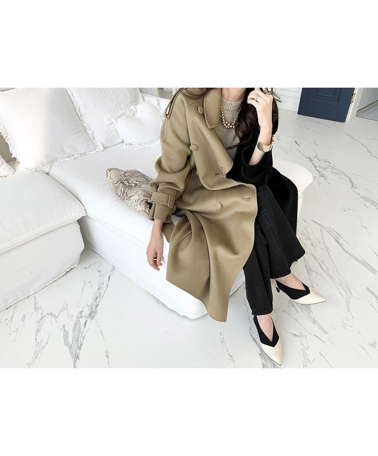 Manteau Croisé Contrasté