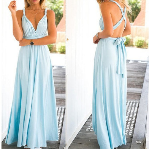 Robe Longue Multi-Styles – Bretelles Longues &amp; Dos Nu Élégant