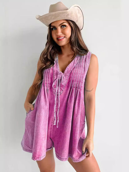 Combishort en jean sans manches