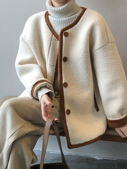 Manteau en laine avec fourrure polaire