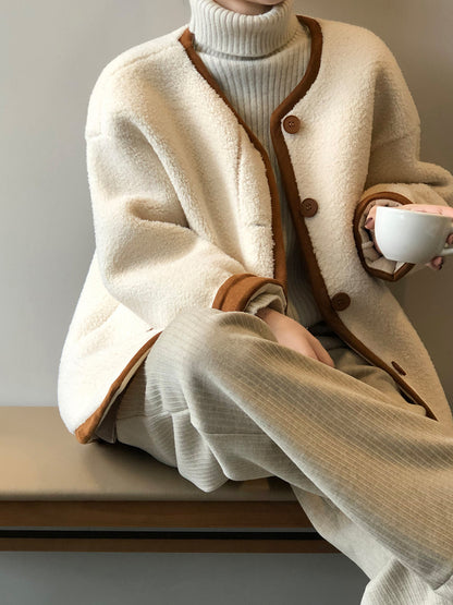 Manteau en laine avec fourrure polaire