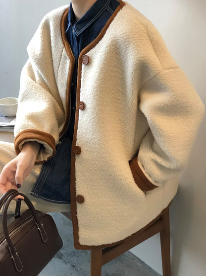 Manteau en laine avec fourrure polaire