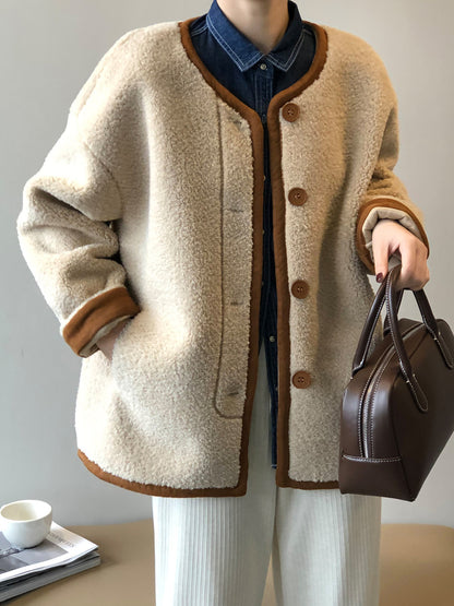 Manteau en laine avec fourrure polaire