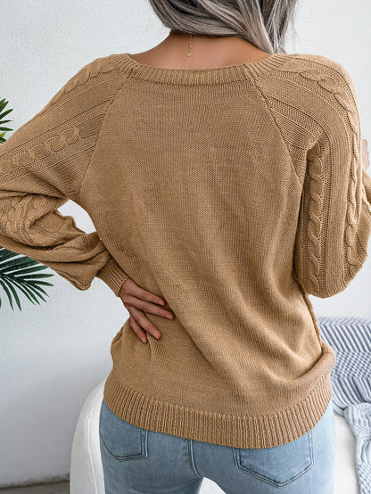 Pull décontracté à col carré et boutons en maille