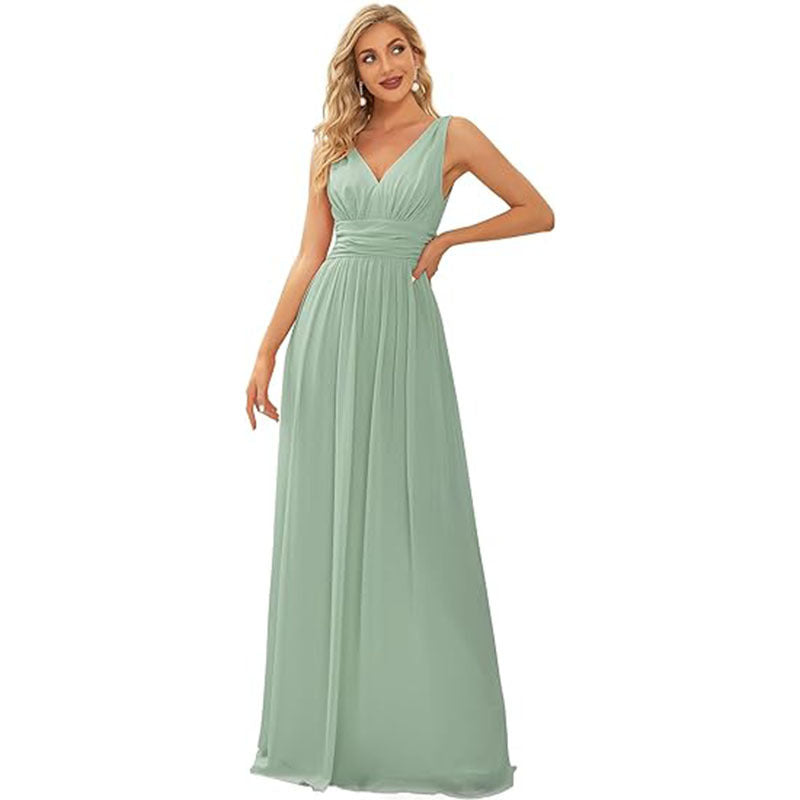 Robe Maxi de Soirée Femme – Élégante, Fluide et Décolleté Profond