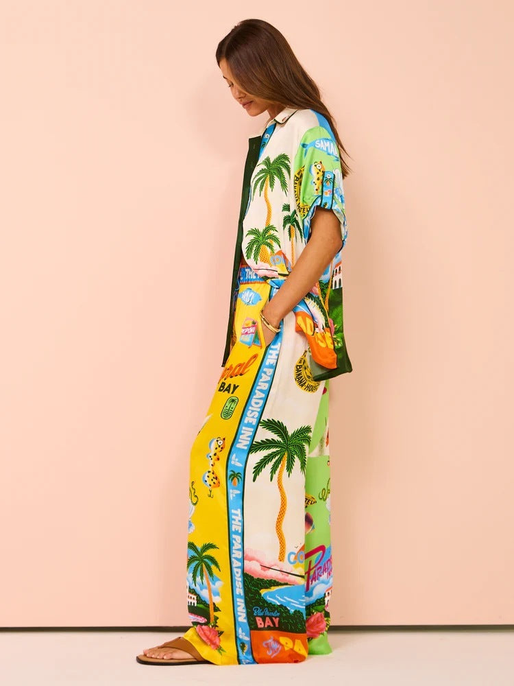 Ensemble Femme Élégant – Motif Fleurs & Feuillages