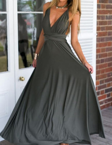 Robe Longue Multi-Styles – Bretelles Longues &amp; Dos Nu Élégant
