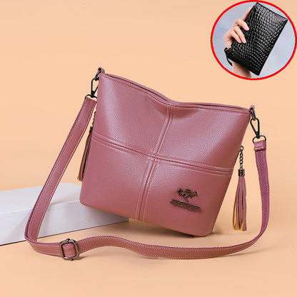 Sac bandoulière en similicuir souple de grande capacité