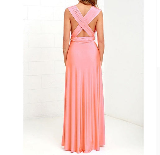 Robe Longue Multi-Styles – Bretelles Longues &amp; Dos Nu Élégant