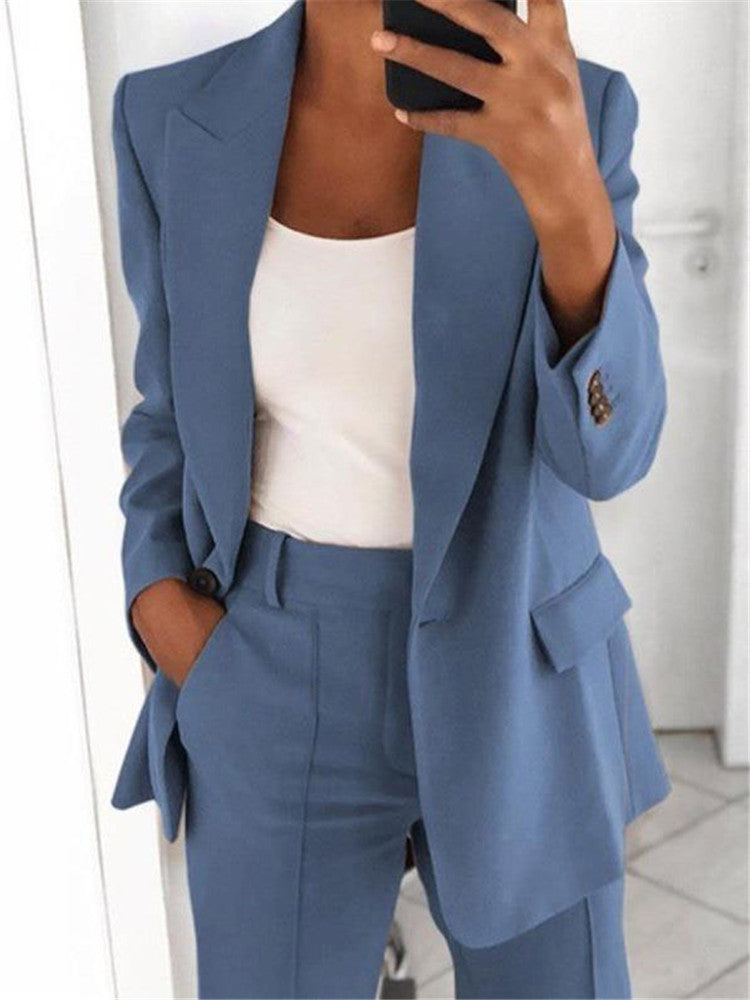 Ensemble Décontracté Chic – Blazer &amp; Pantalon Ajusté Femme