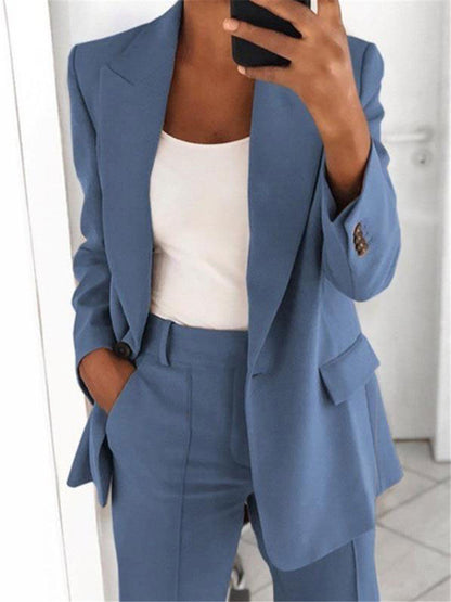 Ensemble Décontracté Chic – Blazer &amp; Pantalon Ajusté Femme