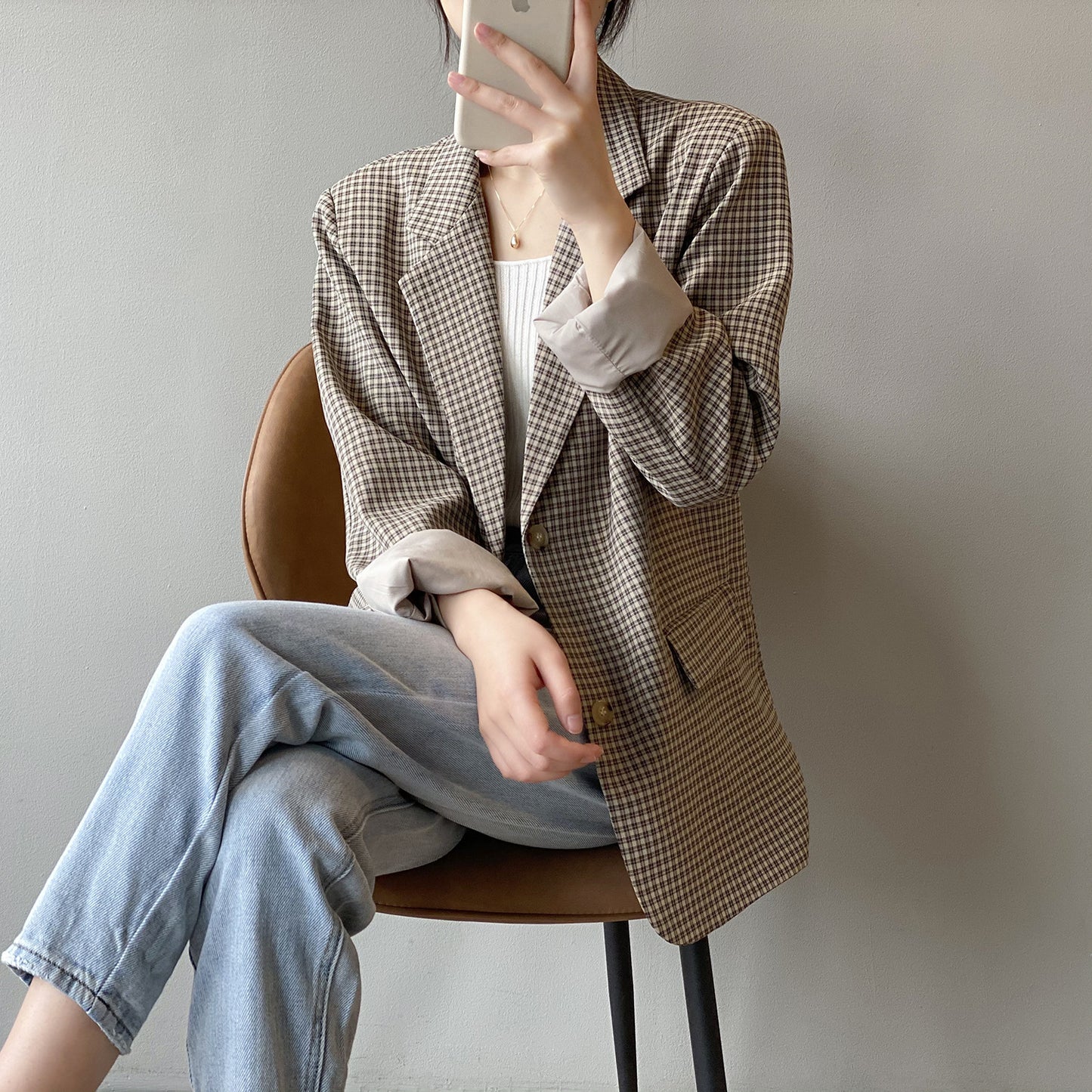 MARIVEL — Blazer à Carreaux pour Femme