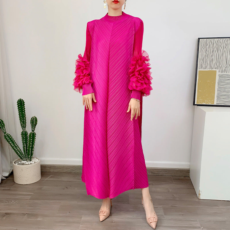 Robe Longue Plissée Grande Taille – Chic, Légère & Confortable