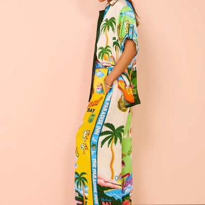 Ensemble Femme Élégant – Motif Fleurs & Feuillages