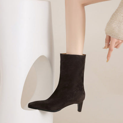 Bottines en Cuir Véritable – Talons Aiguilles & Bout Carré